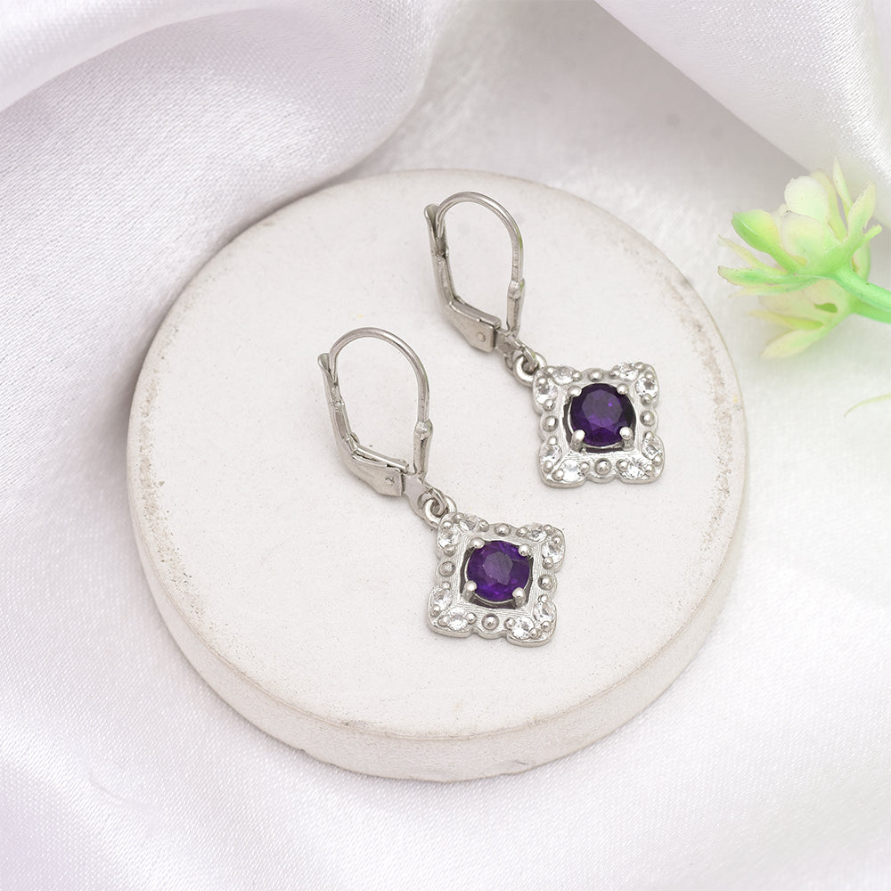 Silberohrringe mit marokkanischem Amethyst und weißem Topas 1 
