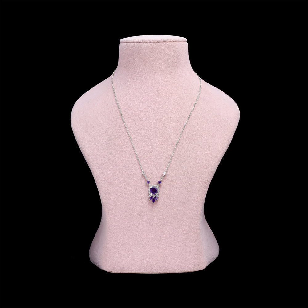 Silberhalskette mit marokkanischem Amethyst und weißem Topas 1 