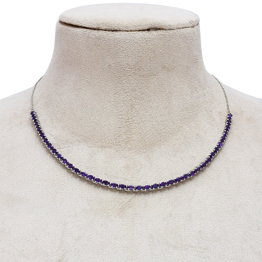 Silberhalskette mit marokkanischem Amethyst