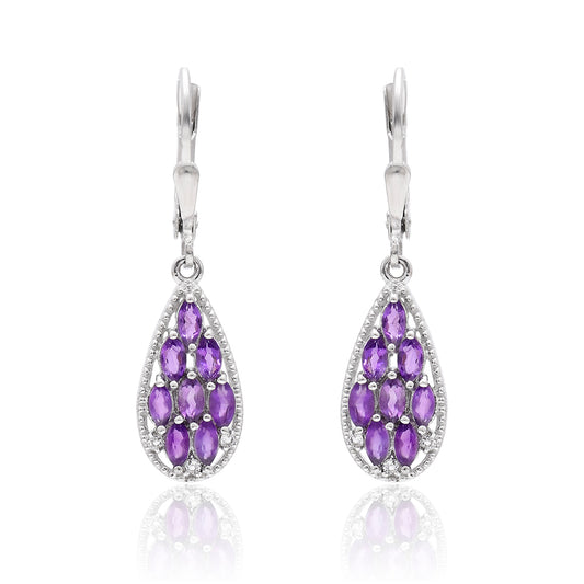 Silberohrringe mit marokkanischem Amethyst und weißem Topas