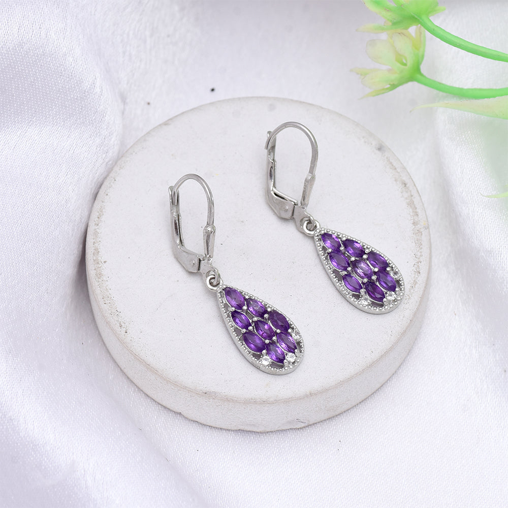 Silberohrringe mit marokkanischem Amethyst und weißem Topas 1 