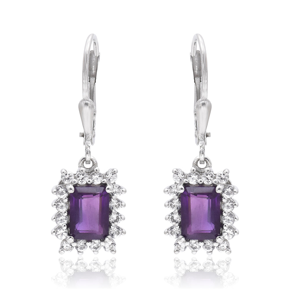 Silberohrringe mit marokkanischem Amethyst und weißem Topas