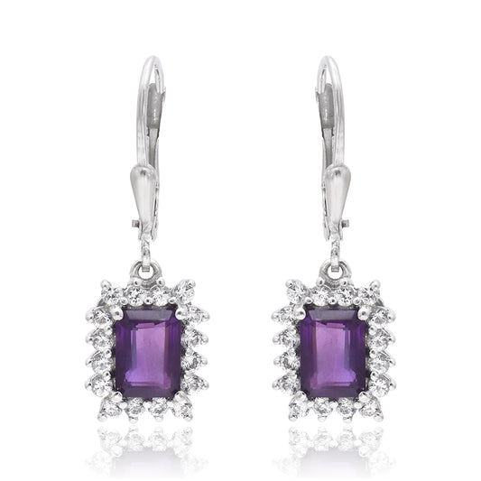 Silberohrringe mit marokkanischem Amethyst und weißem Topas