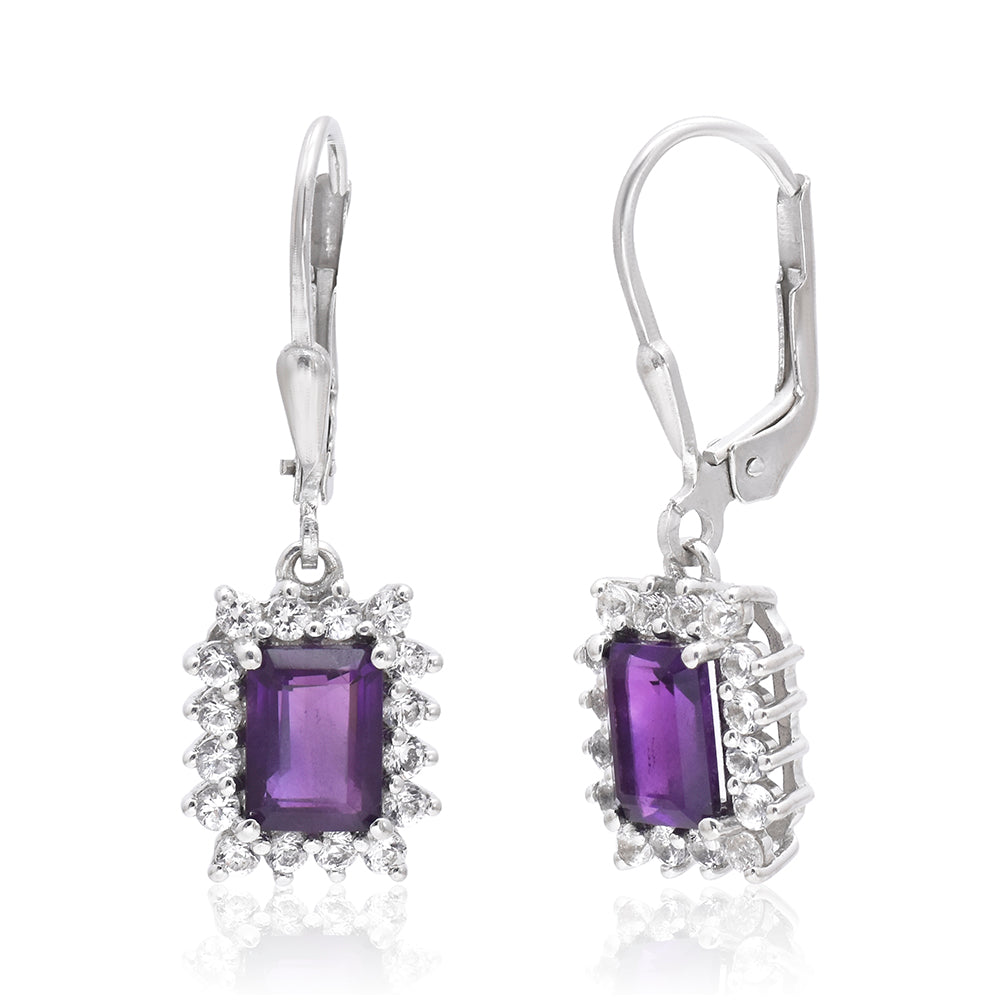 Silberohrringe mit marokkanischem Amethyst und weißem Topas