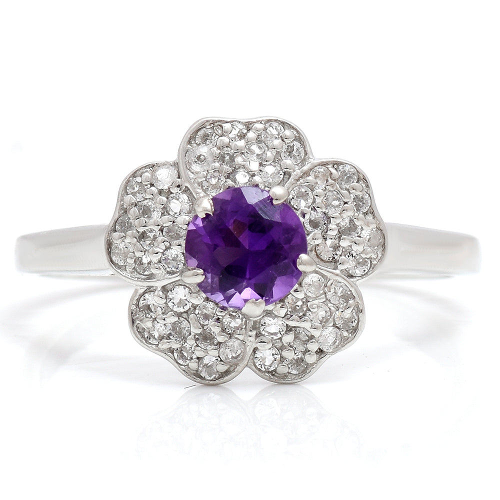 Silberring mit marokkanischem Amethyst und weißem Topas 1 