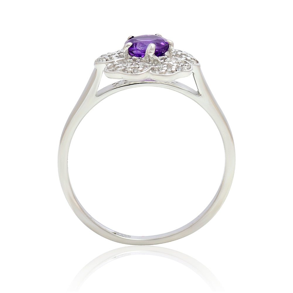 Silberring mit marokkanischem Amethyst und weißem Topas