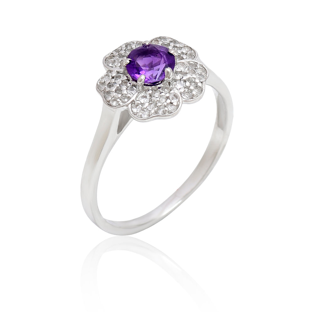 Silberring mit marokkanischem Amethyst und weißem Topas 4 