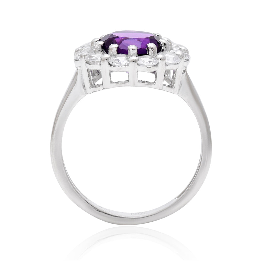 Silberring mit marokkanischem Amethyst und weißem Topas