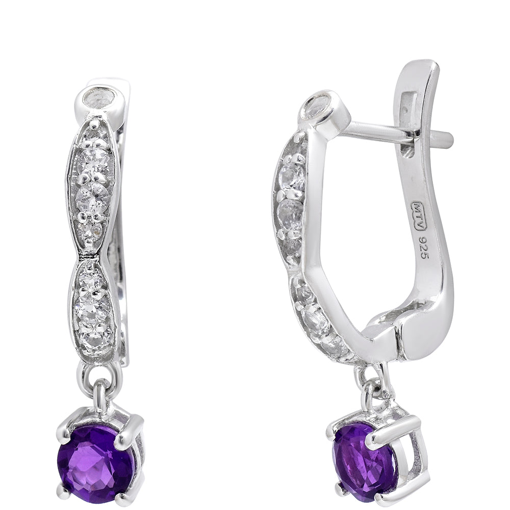 Silberohrringe mit marokkanischem Amethyst und weißem Topas 6 