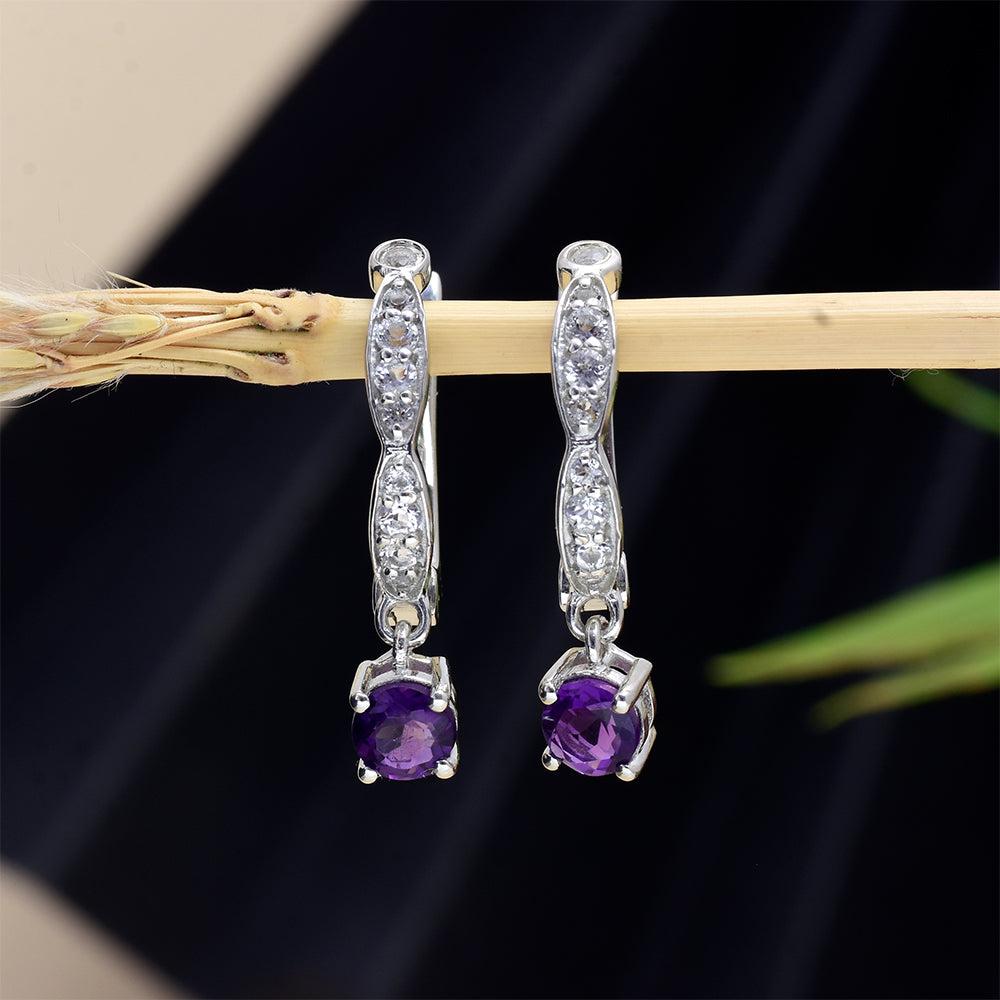 Silberohrringe mit marokkanischem Amethyst und weißem Topas 3 