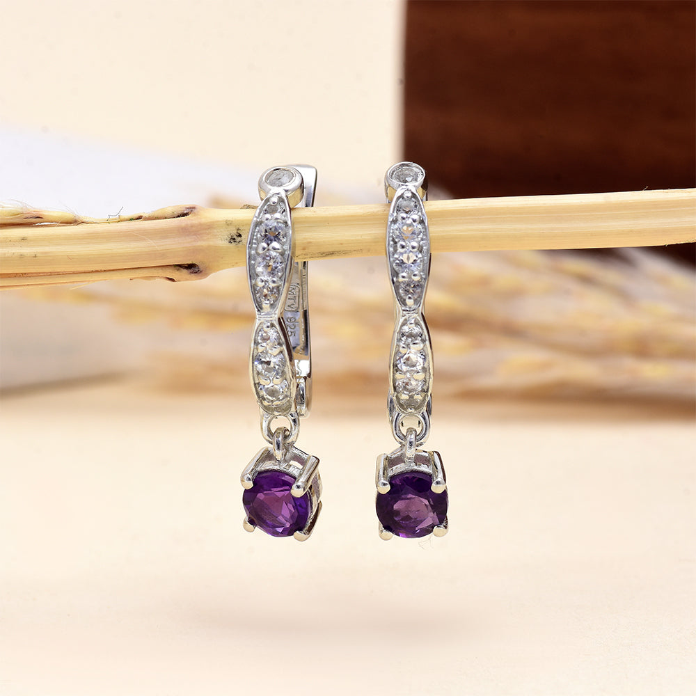 Silberohrringe mit marokkanischem Amethyst und weißem Topas 8 