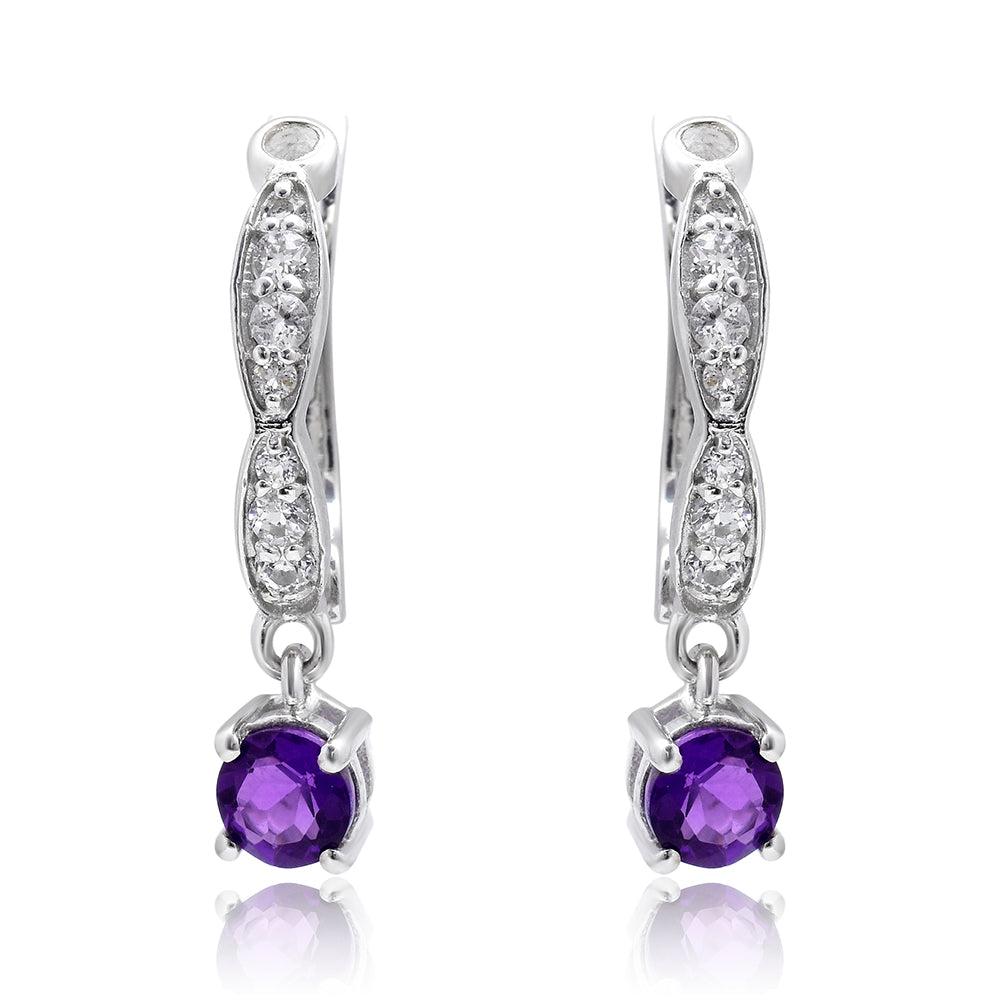 Silberohrringe mit marokkanischem Amethyst und weißem Topas