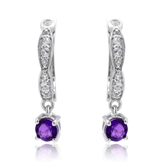 Silberohrringe mit marokkanischem Amethyst und weißem Topas