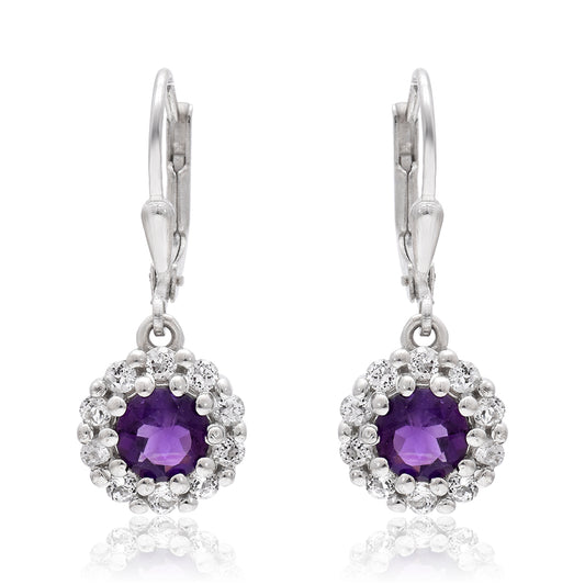 Silberohrringe mit marokkanischem Amethyst und weißem Topas