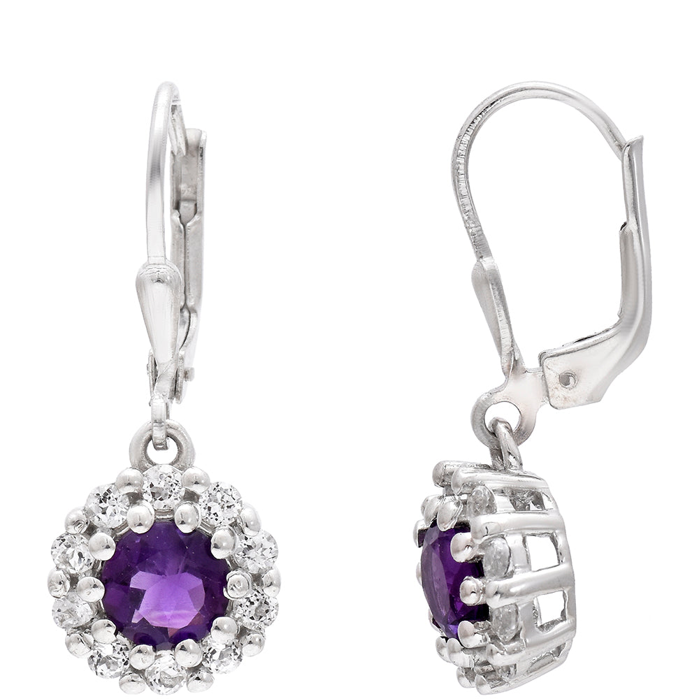 Silberohrringe mit marokkanischem Amethyst und weißem Topas