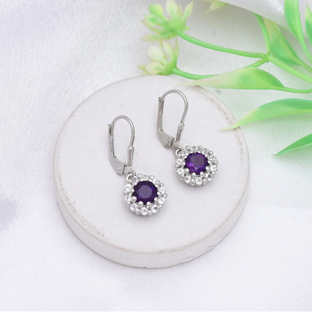 Silberohrringe mit marokkanischem Amethyst und weißem Topas