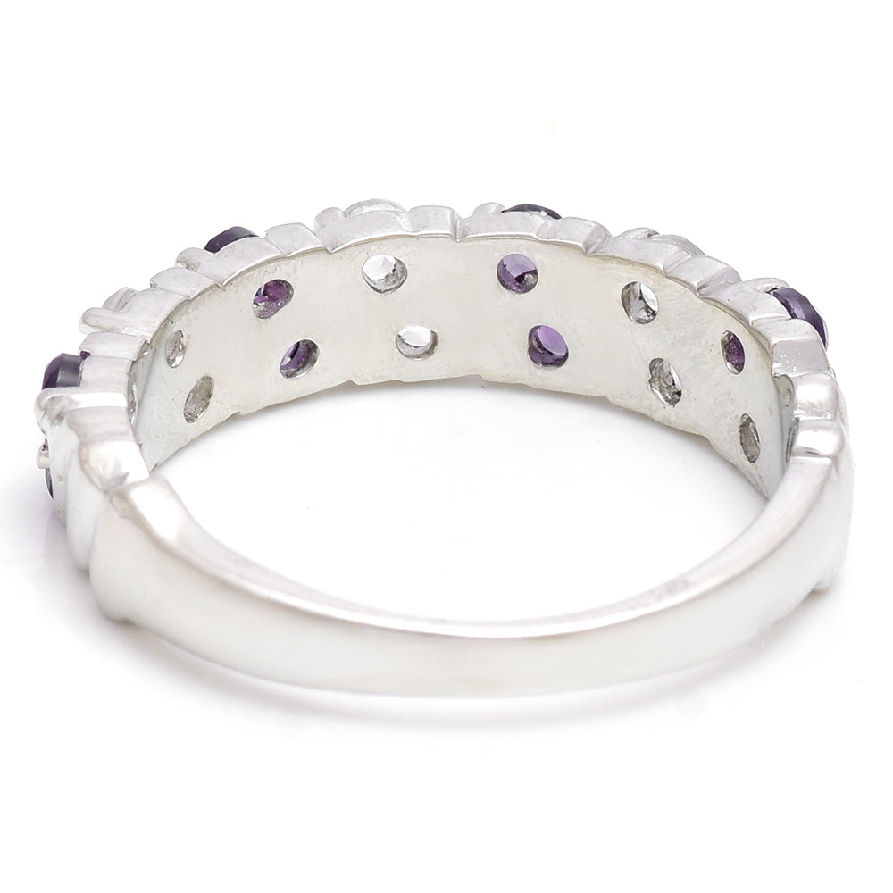 Silberring mit marokkanischem Amethyst und weißem Topas 6 