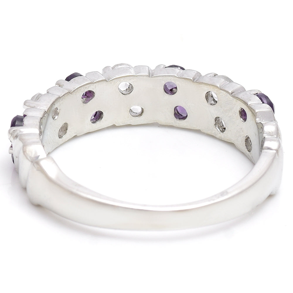 Silberring mit marokkanischem Amethyst und weißem Topas 3 