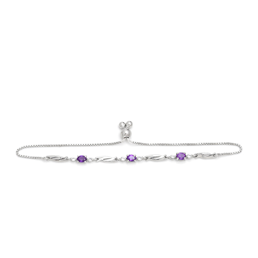 Silberarmband mit marokkanischem Amethyst und weißem Topas 2 