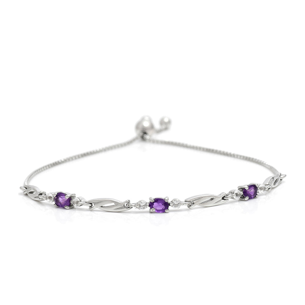 Silberarmband mit marokkanischem Amethyst und weißem Topas