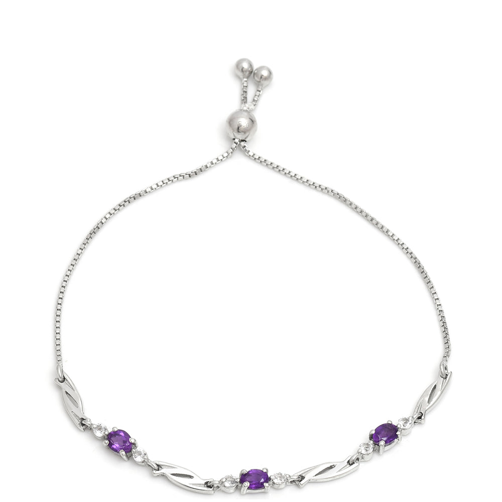 Silberarmband mit marokkanischem Amethyst und weißem Topas 3 
