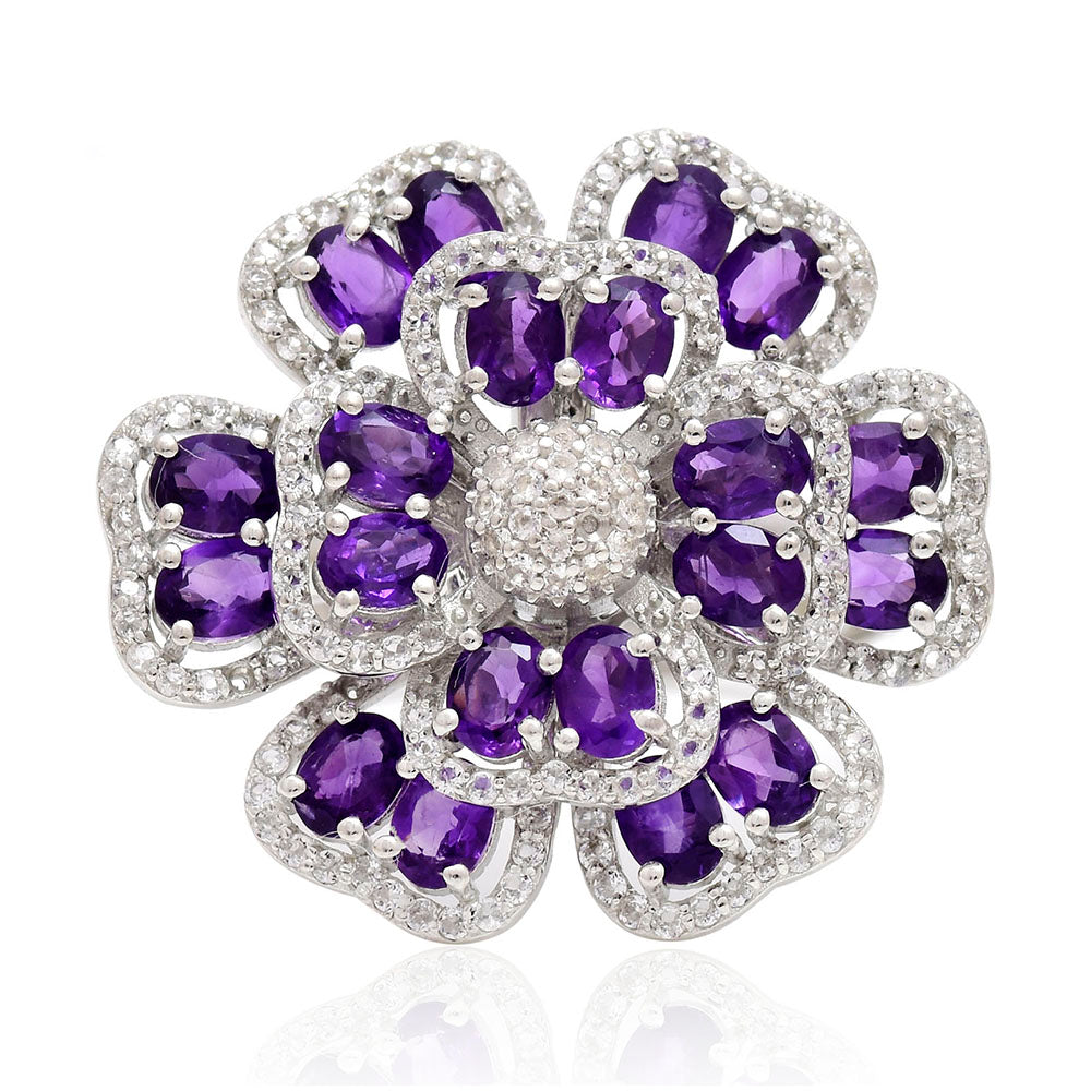 Silberring mit marokkanischem Amethyst und weißem Topas