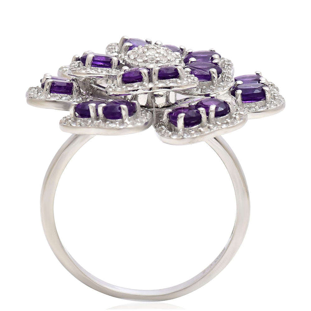 Silberring mit marokkanischem Amethyst und weißem Topas 4 