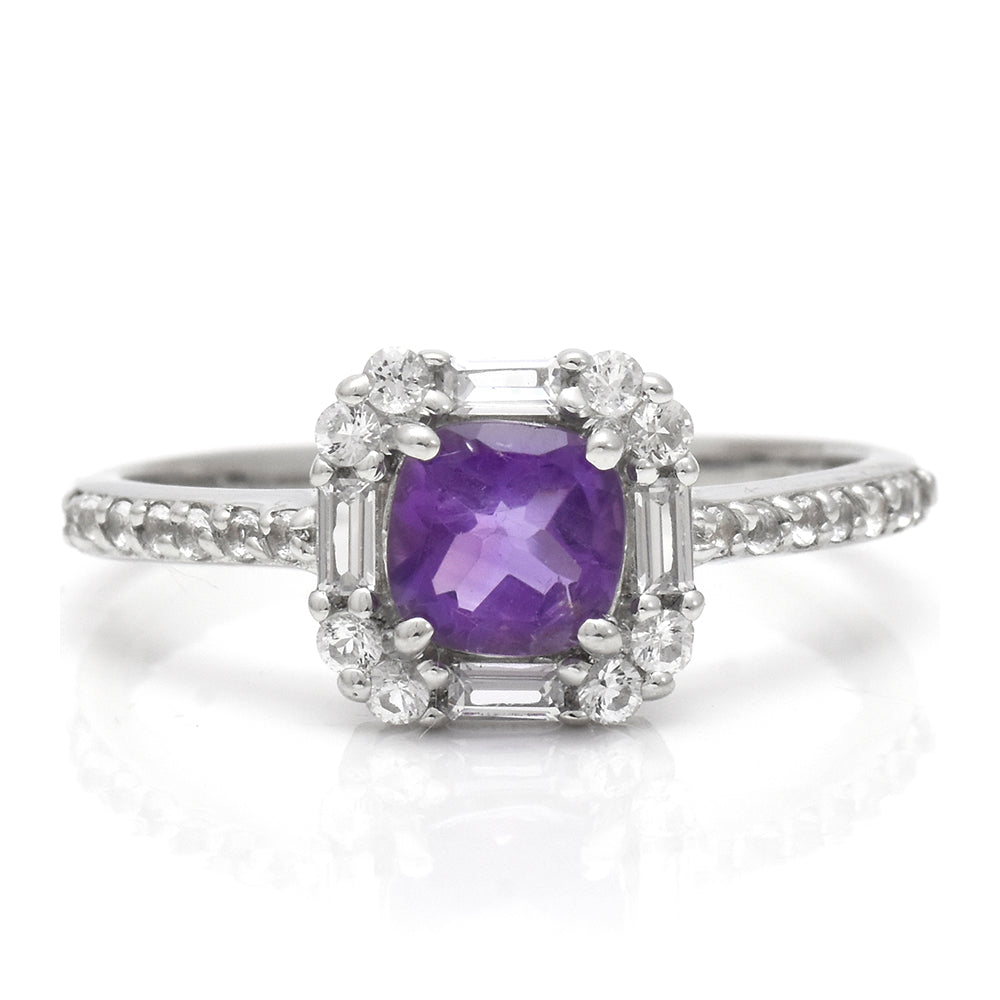 Silberring mit marokkanischem Amethyst und weißem Topas 2 