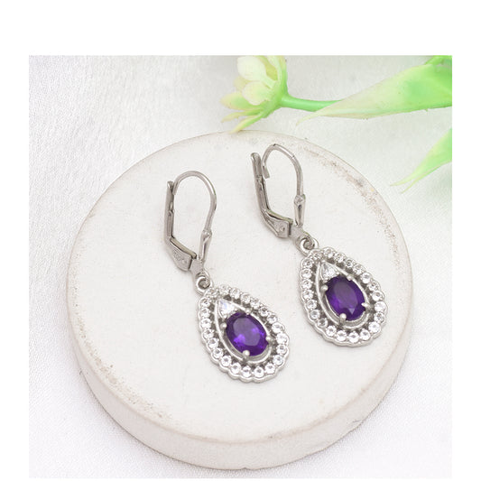 Silberohrringe mit marokkanischem Amethyst und weißem Topas