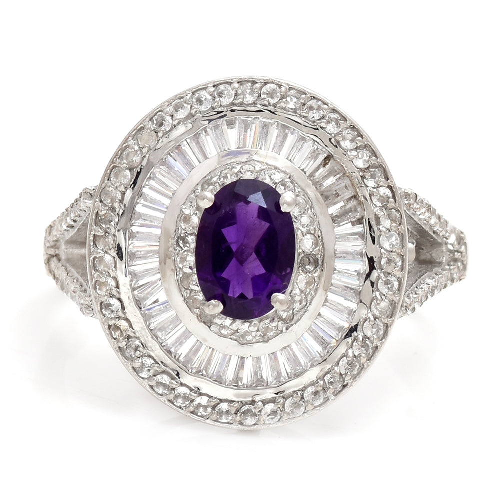 Silberring mit marokkanischem Amethyst und weißem Topas