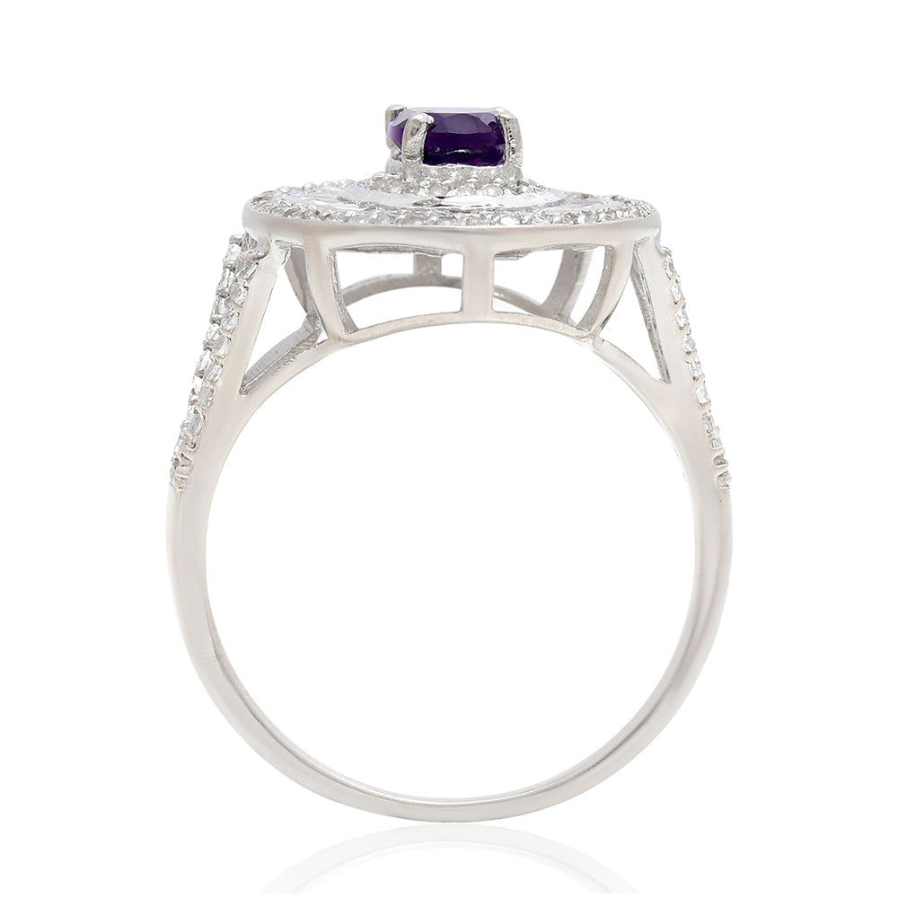 Silberring mit marokkanischem Amethyst und weißem Topas 7 