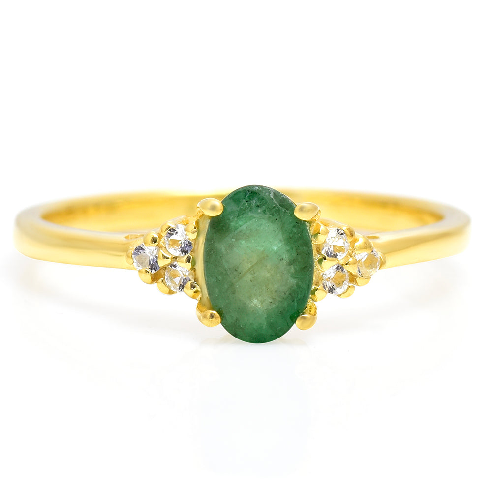 Goldplattierter Silberring mit brasilianischem Smaragd 1 