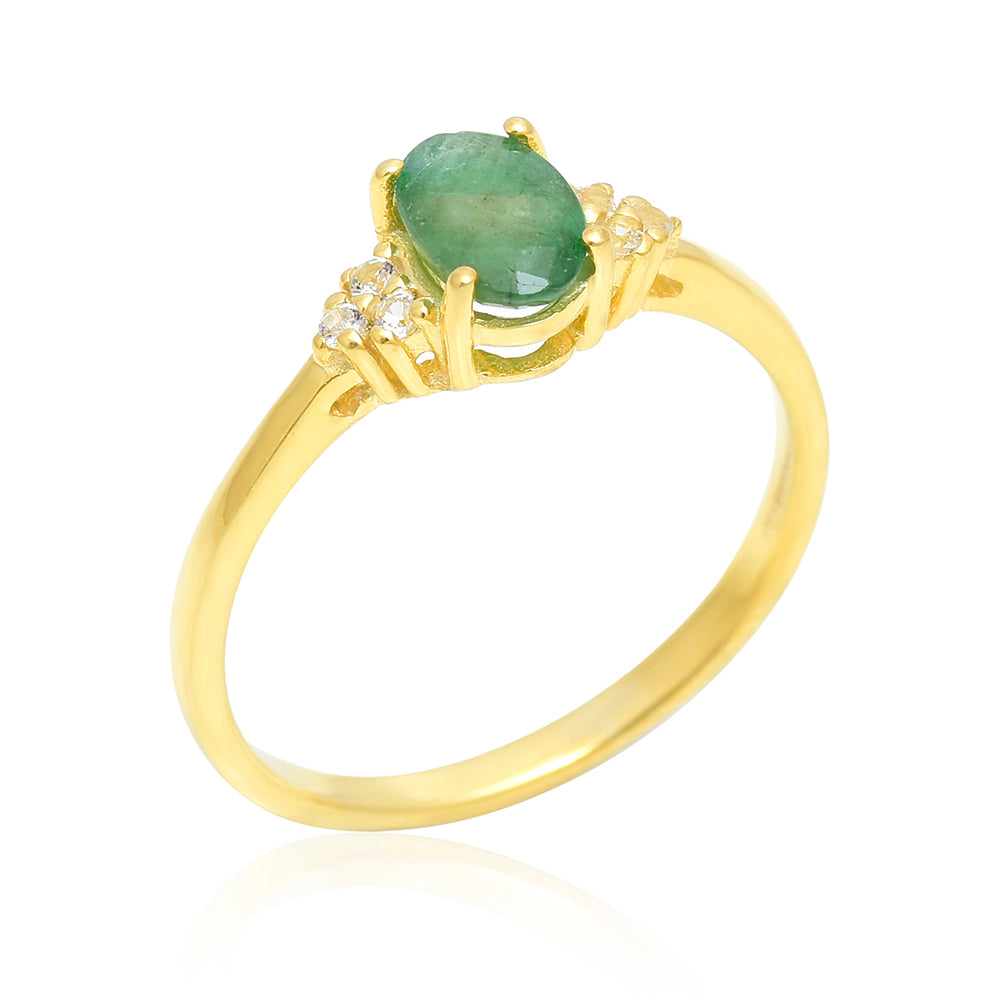 Goldplattierter Silberring mit brasilianischem Smaragd 3 