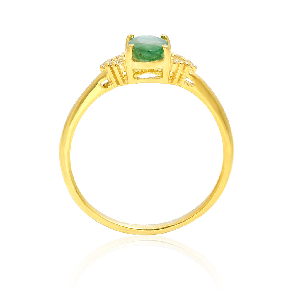 Goldplattierter Silberring mit brasilianischem Smaragd 4 
