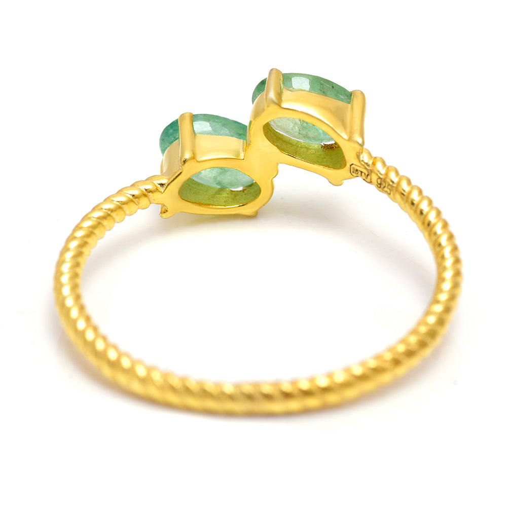 Goldplattierter Silberring mit brasilianischem Smaragd 2 