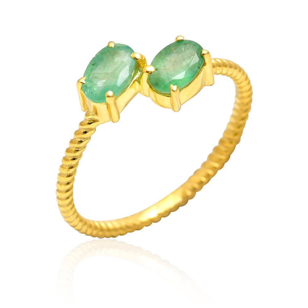 Goldplattierter Silberring mit brasilianischem Smaragd 4 