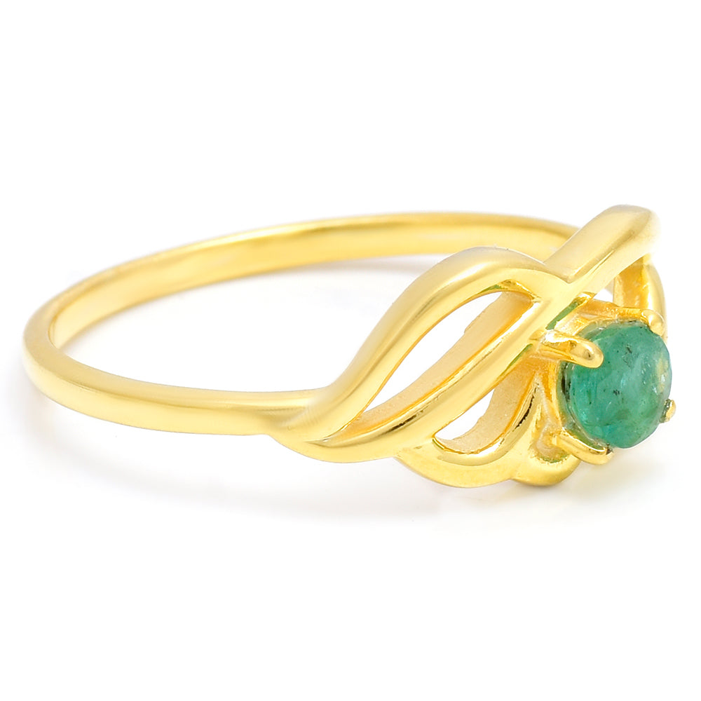 Goldplattierter Silberring mit brasilianischem Smaragd 7 