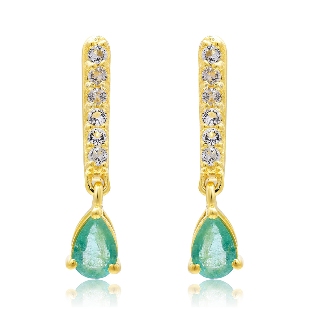 Goldplattierte Silberohrringe mit brasilianischem Smaragd und weißem Topas 6 