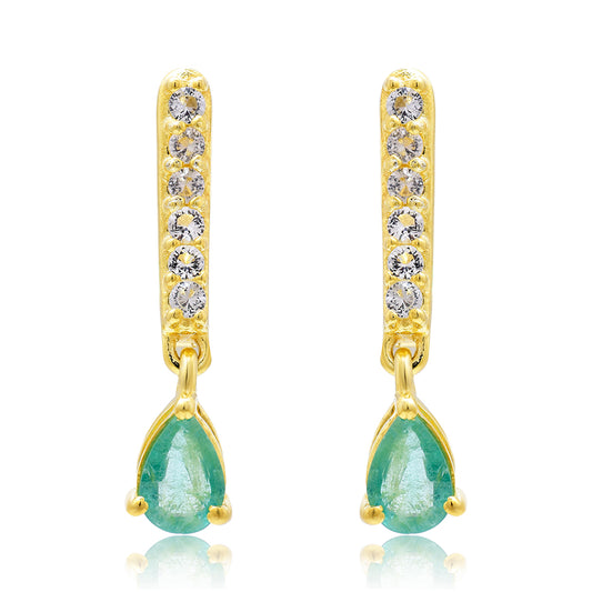 Goldplattierte Silberohrringe mit brasilianischem Smaragd und weißem Topas