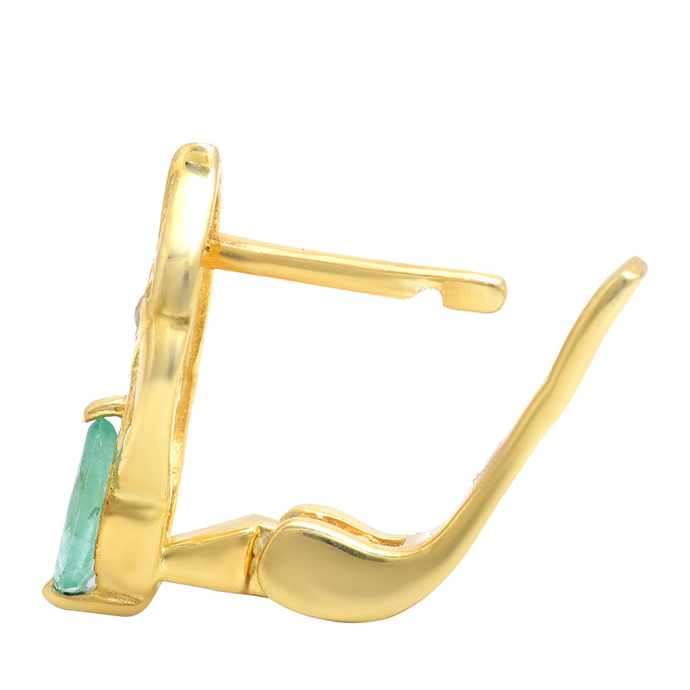 Goldplattierte Silberohrringe mit brasilianischem Smaragd und weißem Topas