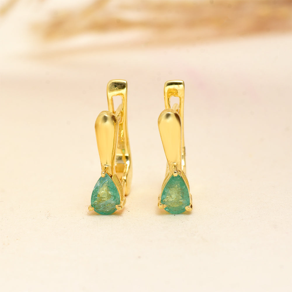 Goldplattierte Silberohrringe mit brasilianischem Smaragd 4 