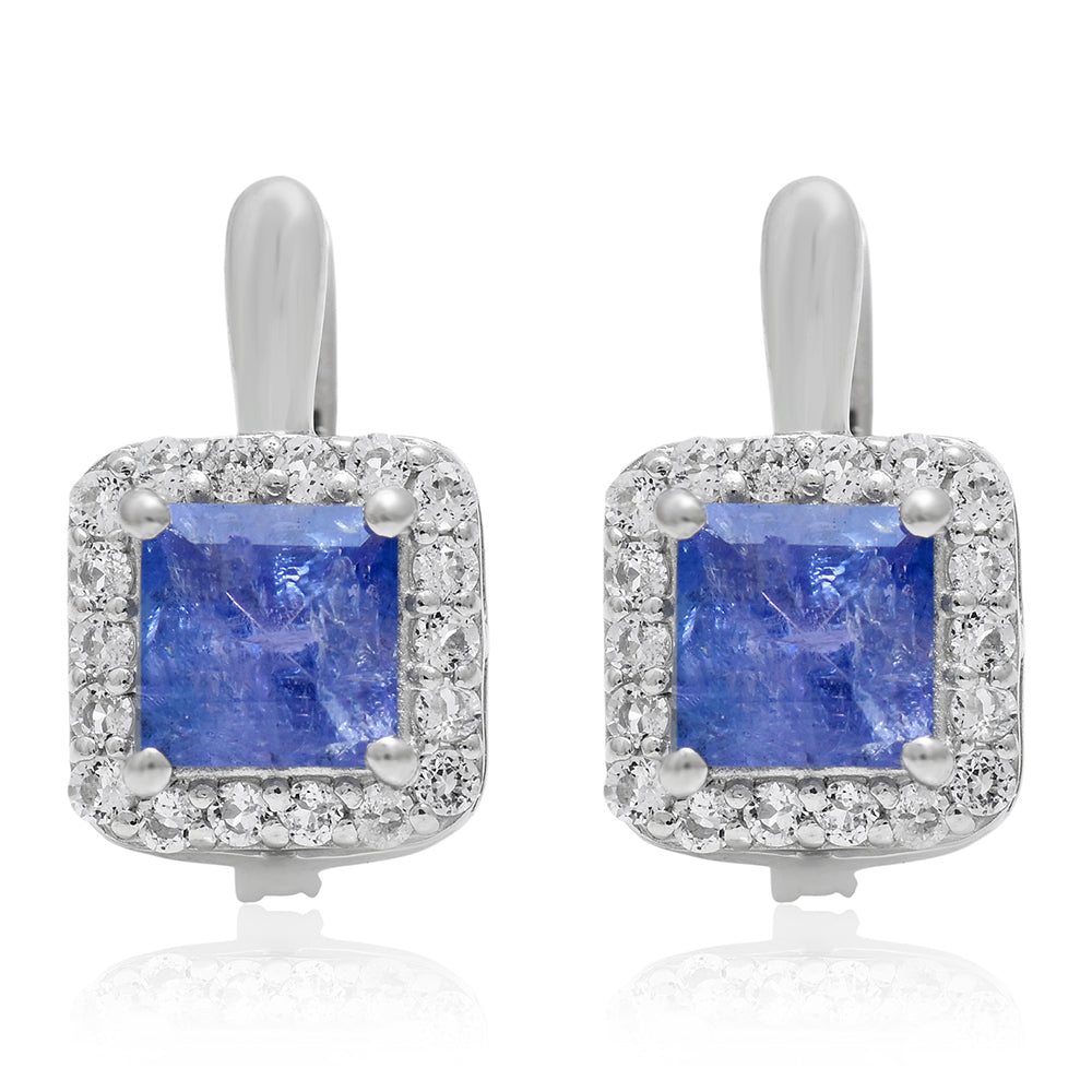 Silberohrringe mit Tansanit - Klasse AAA und weißem Topas 3 