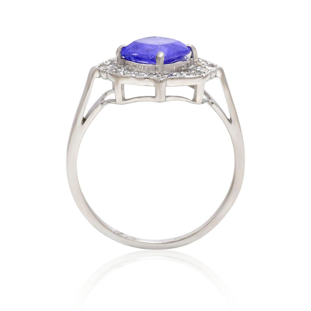 Silberring mit Tansanit - Klasse AAA und weißem Topas 4 