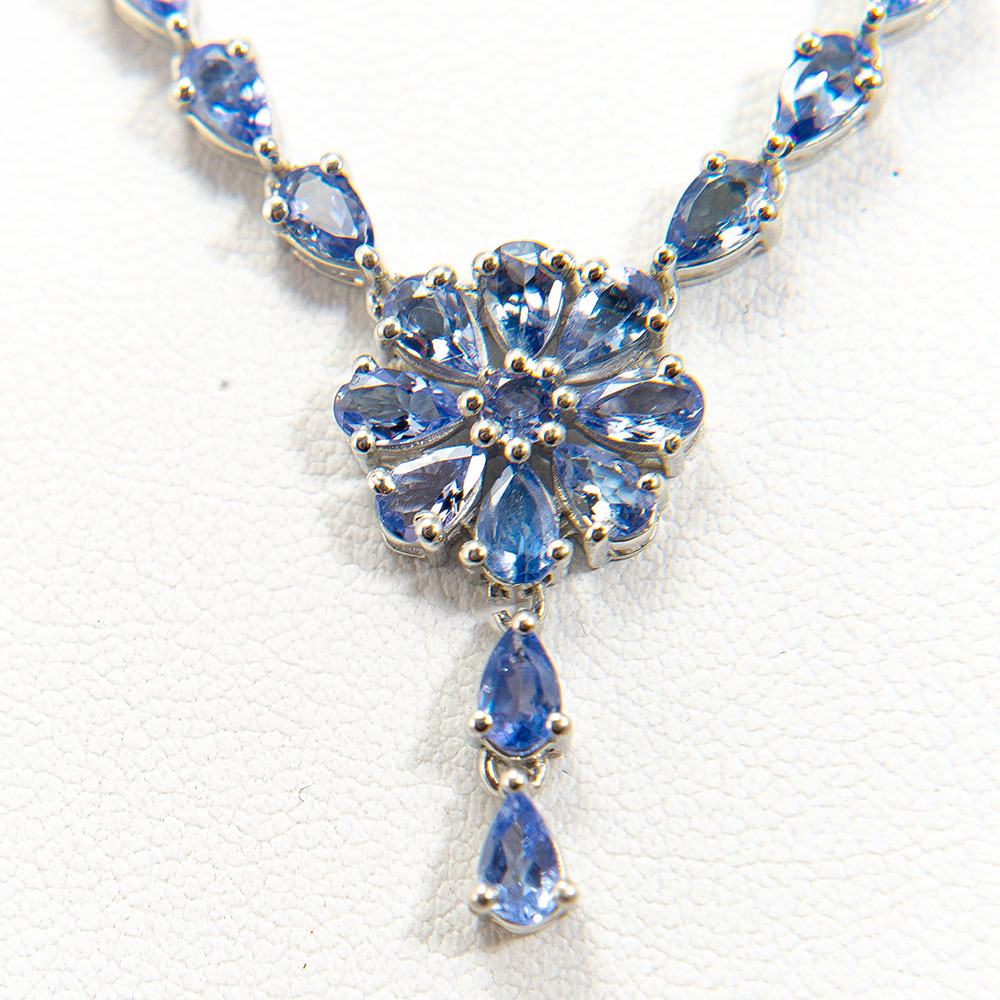 Silberhalskette mit Tansanit - Klasse AAA 3 