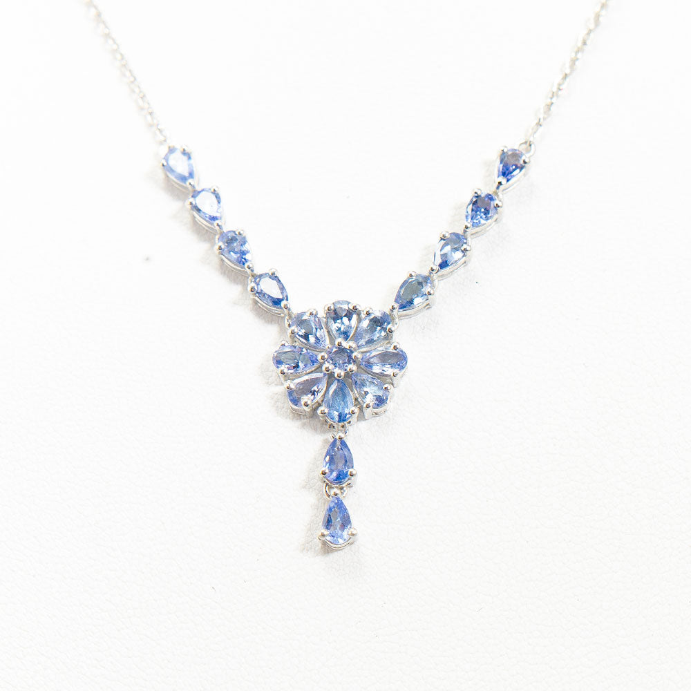 Silberhalskette mit Tansanit - Klasse AAA 1 