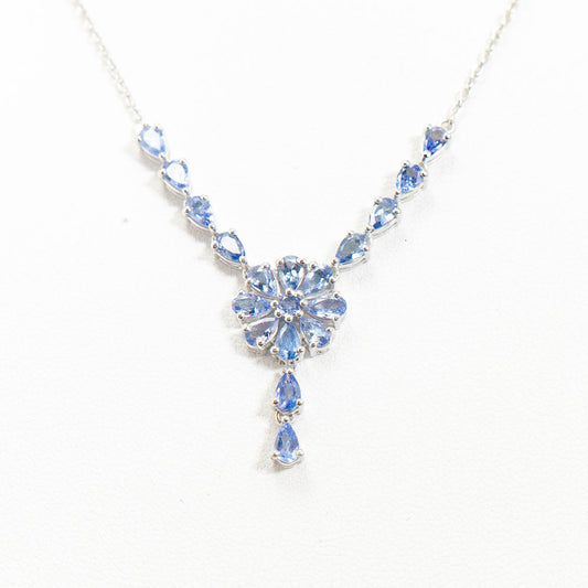 Silberhalskette mit Tansanit - Klasse AAA