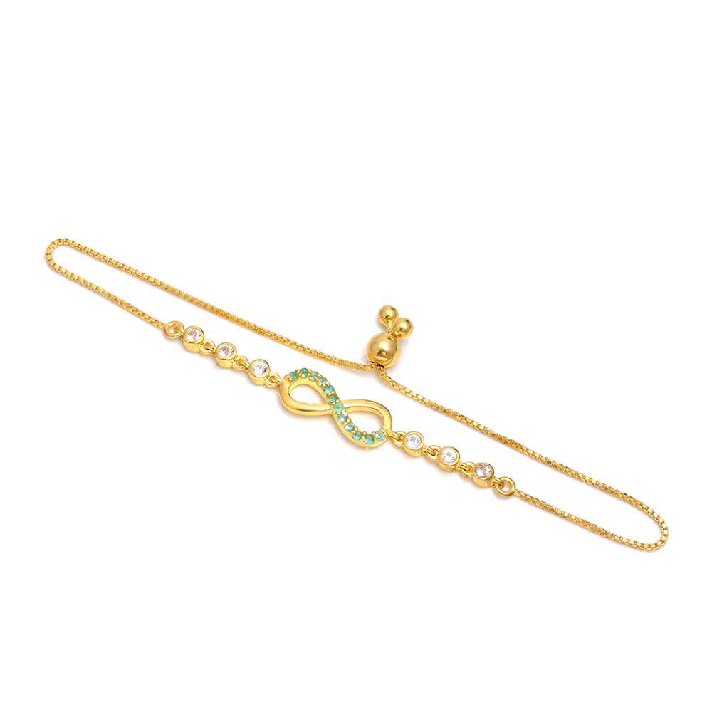 Goldplattiertes Silberarmband mit brasilianischem Smaragd und weißem Topas