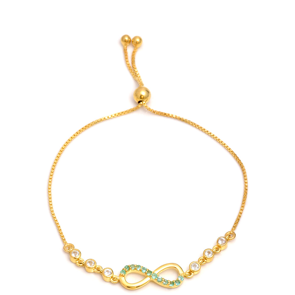 Goldplattiertes Silberarmband mit brasilianischem Smaragd und weißem Topas