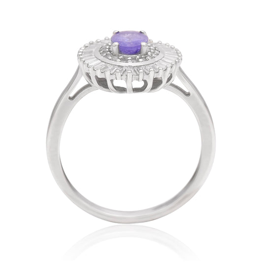 Silberring mit Tansanit - Klasse AAA und weißem Topas