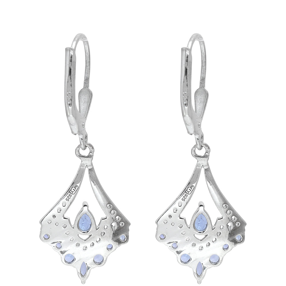 Silberohrringe mit Tansanit - Klasse AAA und weißem Topas 2 